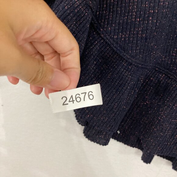 New Anthropologie Postmark XS/S Navy Metallic Cowl neck Relaxed Ruffle Sweater - Picture 11 of 11